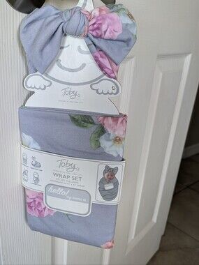 Toby Lavender Floral Baby Wrap & Headband Set